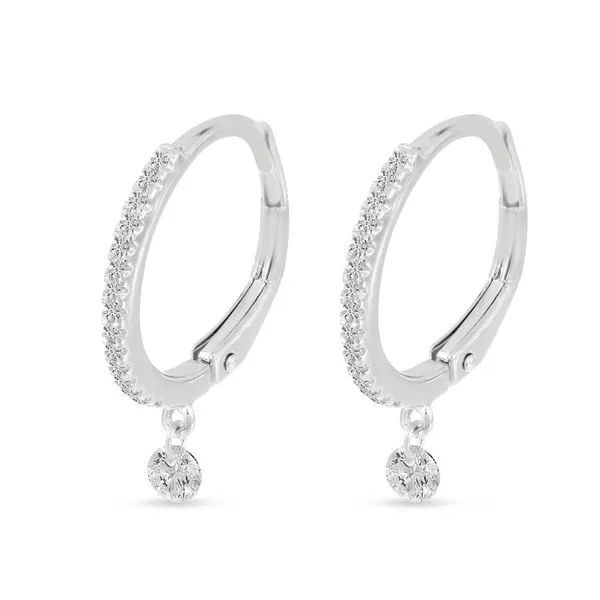 14K White Gold Dashing Diamonds Tiny Huggie Earrings Ambassador Diamond Jewelers Tucson, AZ