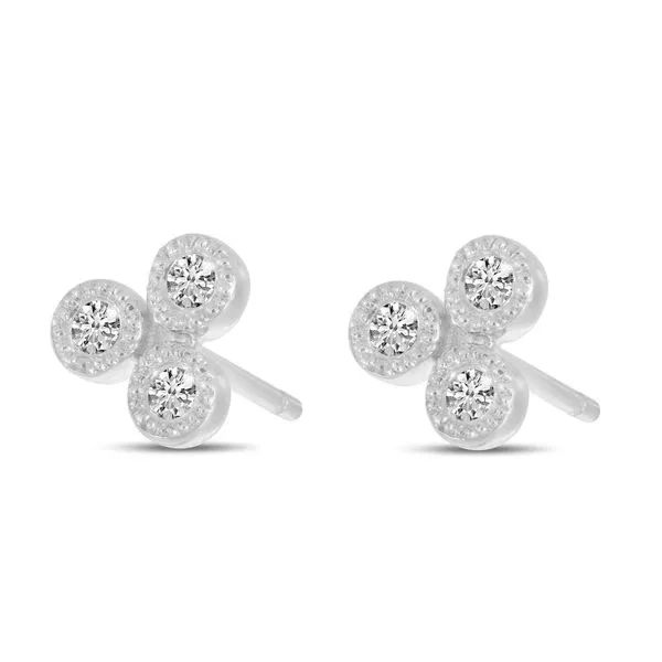 14K White Gold Triple Diamond Stud Earrings Woelk's House of Diamonds Russell, KS