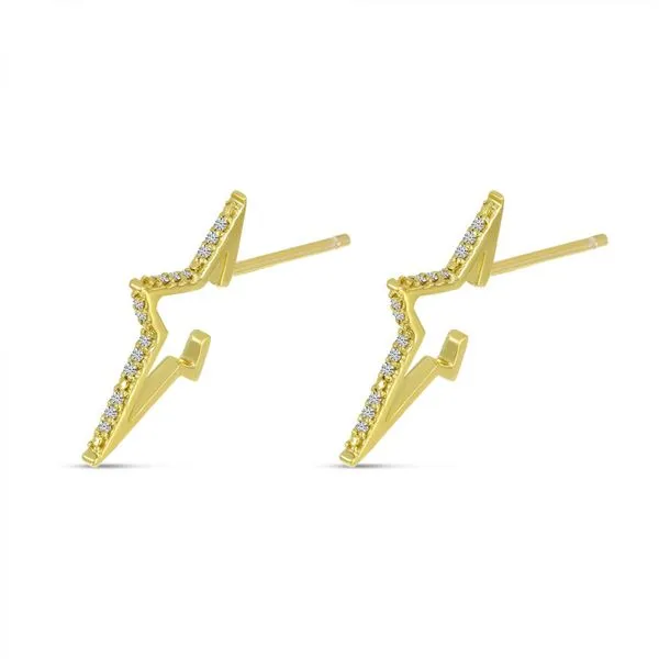 14K Yellow Gold Diamond Starburst Huggie Earrings Castle Couture Fine Jewelry Manalapan, NJ