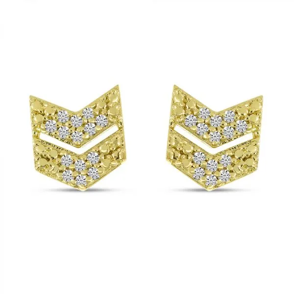 14K Yellow Gold Diamond Chevron Stud Earrings Ambassador Diamond Jewelers Tucson, AZ