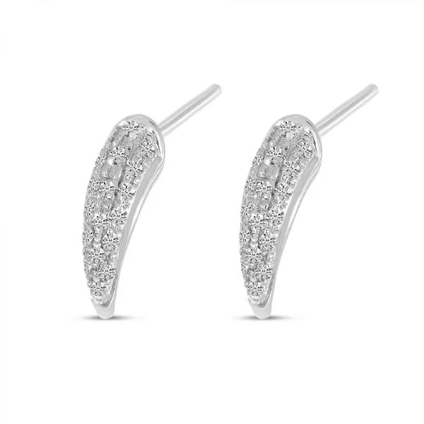 14K White Gold Diamond Horn Post Earrings Ambassador Diamond Jewelers Tucson, AZ
