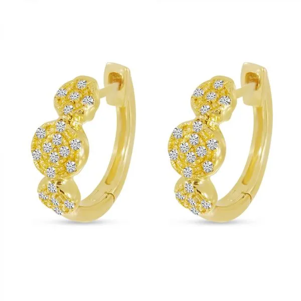 14K Yellow Gold Triple Pave Diamond Huggie Earrings Ambassador Diamond Jewelers Tucson, AZ