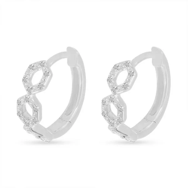 14K Yellow Gold Diamond Geometric Huggie Earrings Ambassador Diamond Jewelers Tucson, AZ