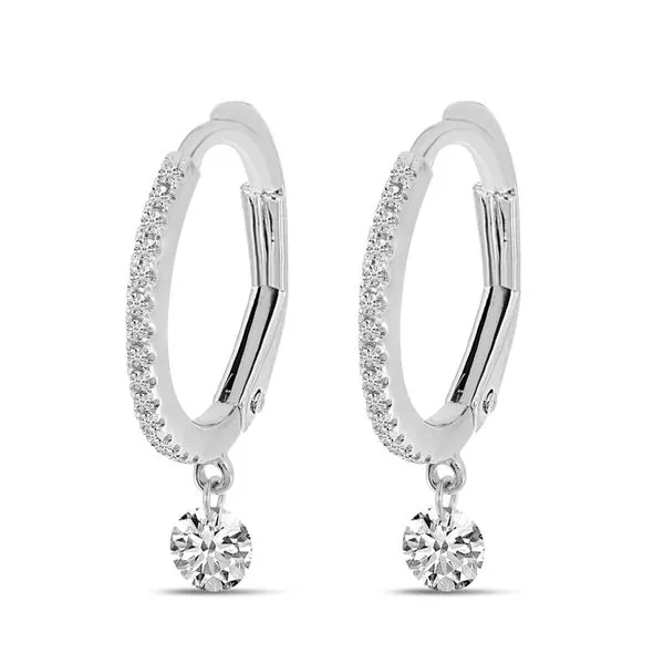 14K White Gold Dashing Diamonds Petite Huggie Earrings Ambassador Diamond Jewelers Tucson, AZ