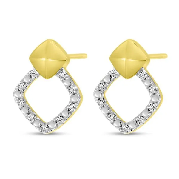 14K Yellow Gold Diamond Open Square Earrings Ambassador Diamond Jewelers Tucson, AZ
