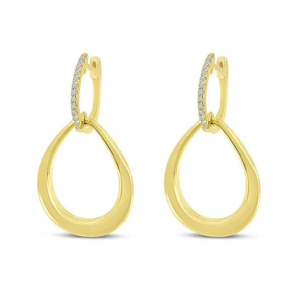 14K Yellow Gold Teardrop Diamond Huggie Earrings Ambassador Diamond Jewelers Tucson, AZ