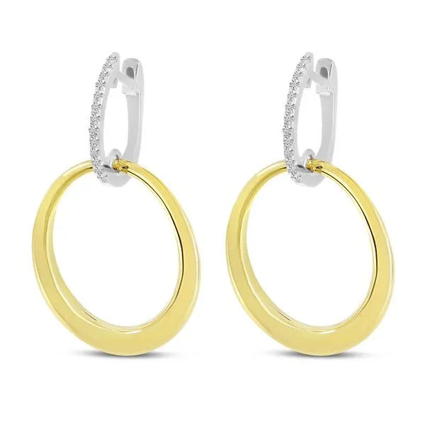 14K Two Tone Gold Circle Diamond Huggie Earrings Ambassador Diamond Jewelers Tucson, AZ