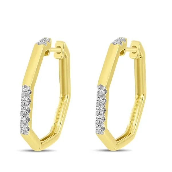 14K Yellow Gold Diamond Geometric Hoop Earrings The Jewelry Source El Segundo, CA