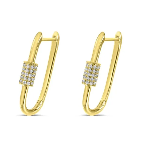 14K Yellow Gold Diamond Lock Huggie Earrings Ambassador Diamond Jewelers Tucson, AZ