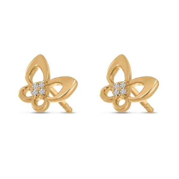 14K Yellow Gold Small Diamond Butterfly Stud Earrings Ambassador Diamond Jewelers Tucson, AZ
