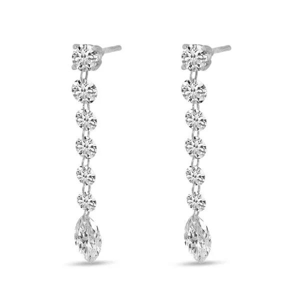 14K White Gold Round and Marquise Dashing Diamond Post Earring Ambassador Diamond Jewelers Tucson, AZ