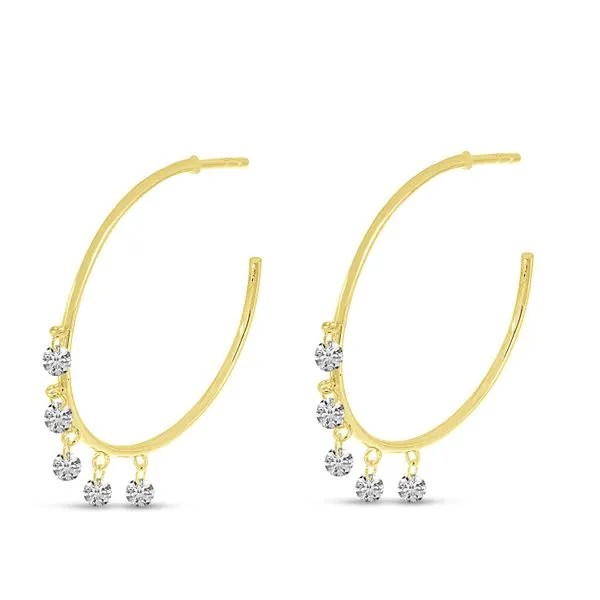 14K Yellow Gold Dashing Diamond 5-Stone Shaker Hoop Earrings Ambassador Diamond Jewelers Tucson, AZ