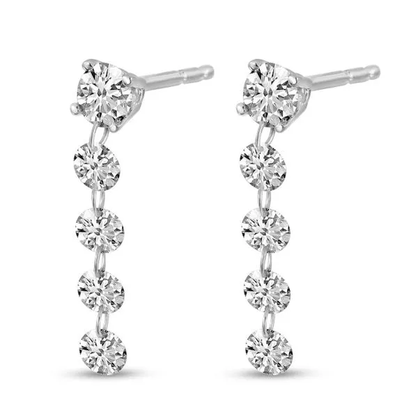 14K White Gold Dashing Diamonds Drop Earrings Ambassador Diamond Jewelers Tucson, AZ