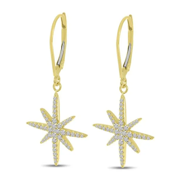 14K Yellow Gold Diamond Starburst Drop Earrings Ambassador Diamond Jewelers Tucson, AZ