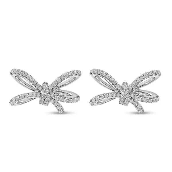 14K White Gold Diamond Bow Stud Earrings Ambassador Diamond Jewelers Tucson, AZ