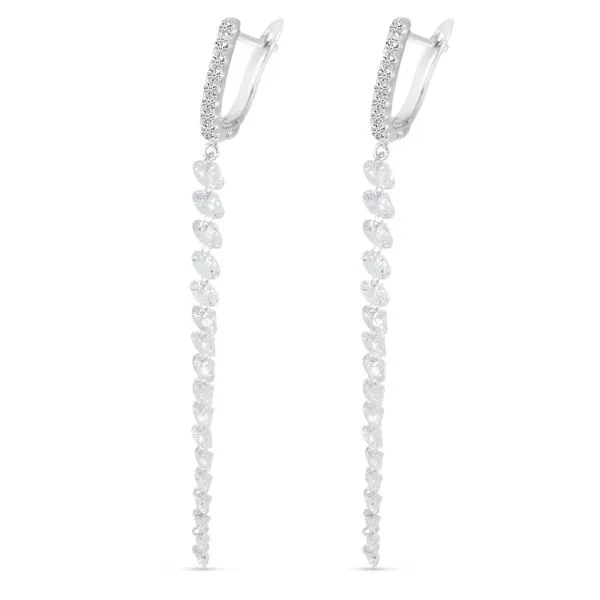 14K White Gold Dashing Diamonds Huggie Cascading Earrings Clater Jewelers Louisville, KY