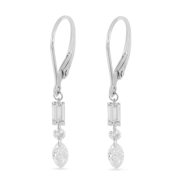 14K White Gold Emerald Round Pear Cut Dashing Diamond Earrings Ambassador Diamond Jewelers Tucson, AZ