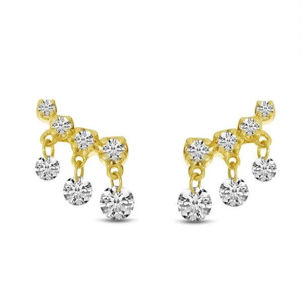 14K Yellow Gold Dashing Diamonds Post Earring Climbers Castle Couture Fine Jewelry Manalapan, NJ