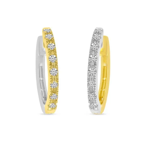 14K Yellow and White Gold Two Tone Diamond Hoops Ambassador Diamond Jewelers Tucson, AZ