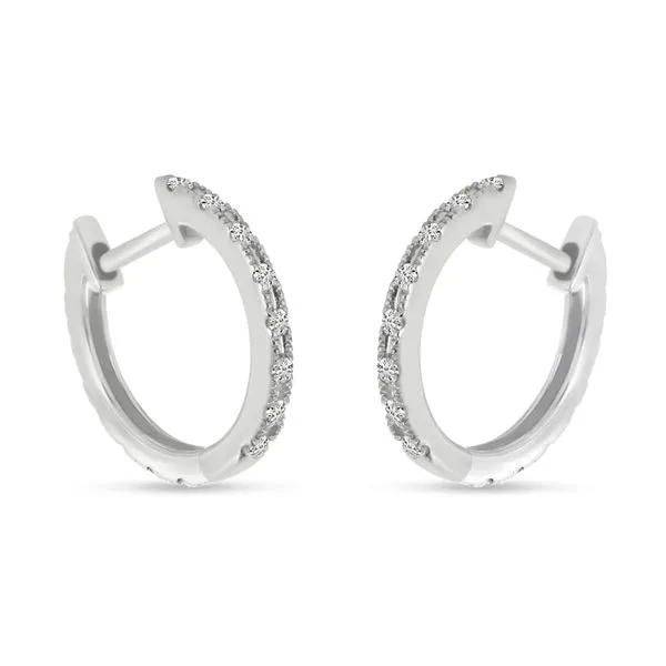 14K White Gold  Diamond Hoops Image 2 Ambassador Diamond Jewelers Tucson, AZ