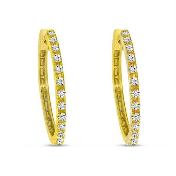 14K Yellow and White Gold Two Tone . 52 Ct Diamond Hoops Clater Jewelers Louisville, KY