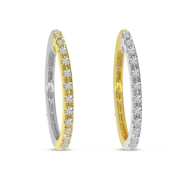 14K Yellow and White Gold Two Tone . 52 Ct Diamond Hoops Ambassador Diamond Jewelers Tucson, AZ