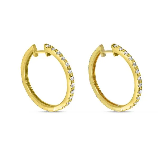 14K Yellow and White Gold Two Tone . 52 Ct Diamond Hoops Image 2 Clater Jewelers Louisville, KY