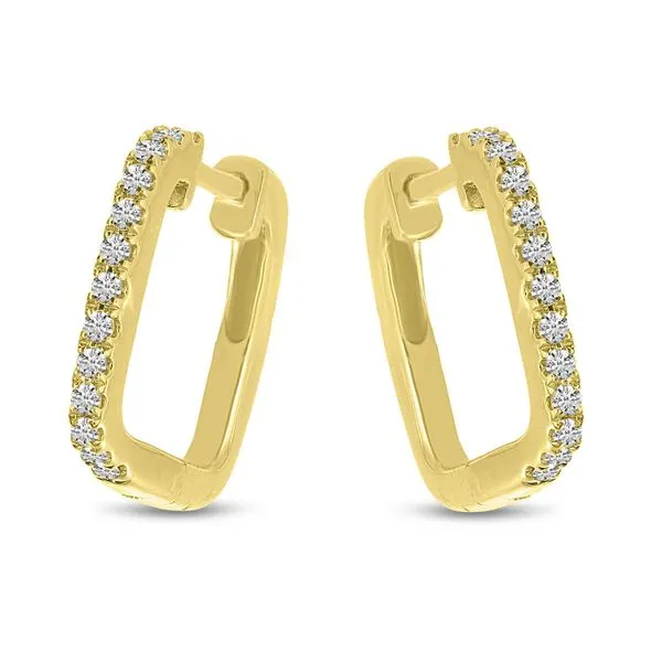 14K Yellow Gold Diamond Square Huggie Earrings Ambassador Diamond Jewelers Tucson, AZ