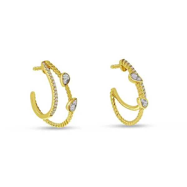 14K Yellow Gold Diamond Double Twist Pear Hoop Earrings Ambassador Diamond Jewelers Tucson, AZ