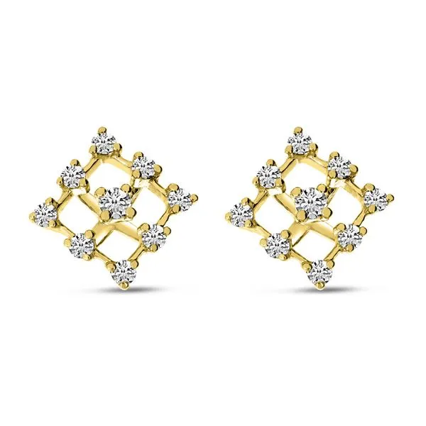 14K Yellow Gold Diamond Grid Earrings Clater Jewelers Louisville, KY