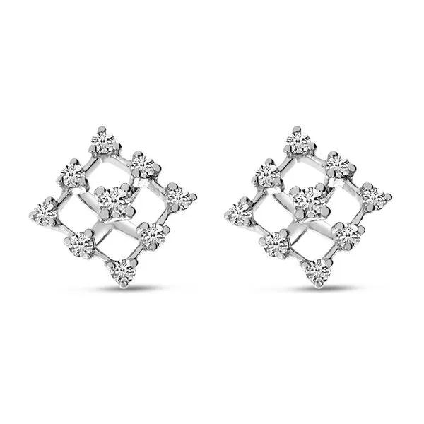 14K White Gold Diamond Grid Earrings J. Meredith Jewelers Delafield, WI
