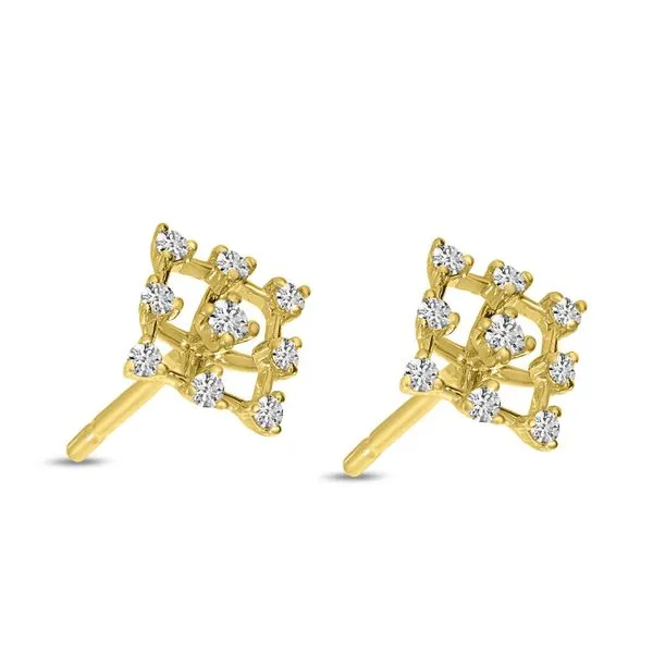 14K Yellow Gold Diamond Grid Earrings Image 2 Ambassador Diamond Jewelers Tucson, AZ
