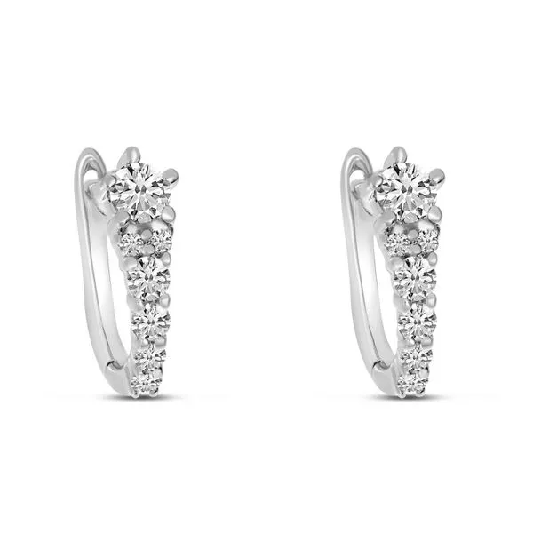 14K White Gold Diamond Graduated Huggie Earrings Ambassador Diamond Jewelers Tucson, AZ