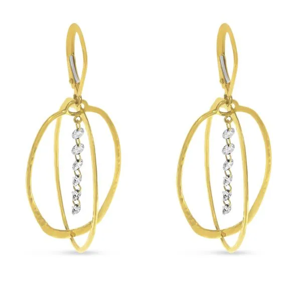 14K Yellow Gold Double Oval .60 ct Dashing Diamond 3D Earrings Ambassador Diamond Jewelers Tucson, AZ