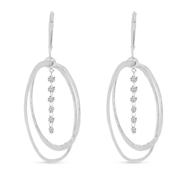 14K White Gold Double Oval .60 ct Dashing Diamond 3D Earrings Rick's Jewelers California, MD