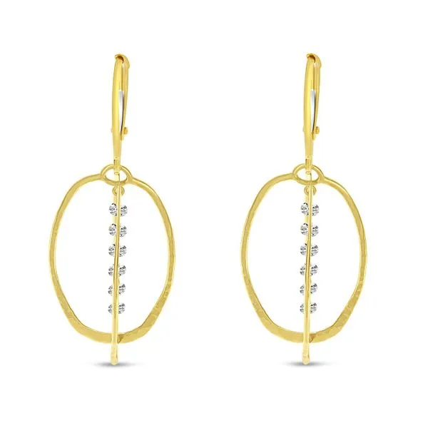 14K Yellow Gold Double Oval .60 ct Dashing Diamond 3D Earrings Image 2 Castle Couture Fine Jewelry Manalapan, NJ