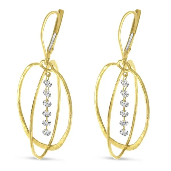 14K Yellow Gold Double Oval .60 ct Dashing Diamond 3D Earrings Image 3 Castle Couture Fine Jewelry Manalapan, NJ