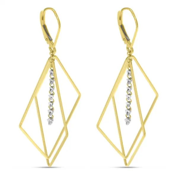 14K Yellow Gold Dashing Diamond 3D Geometric Triangle Earrings Image 2 Ambassador Diamond Jewelers Tucson, AZ