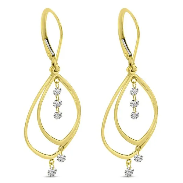 14K Yellow Gold Dashing Diamonds Double Teardrop Dangle Earrings Ambassador Diamond Jewelers Tucson, AZ