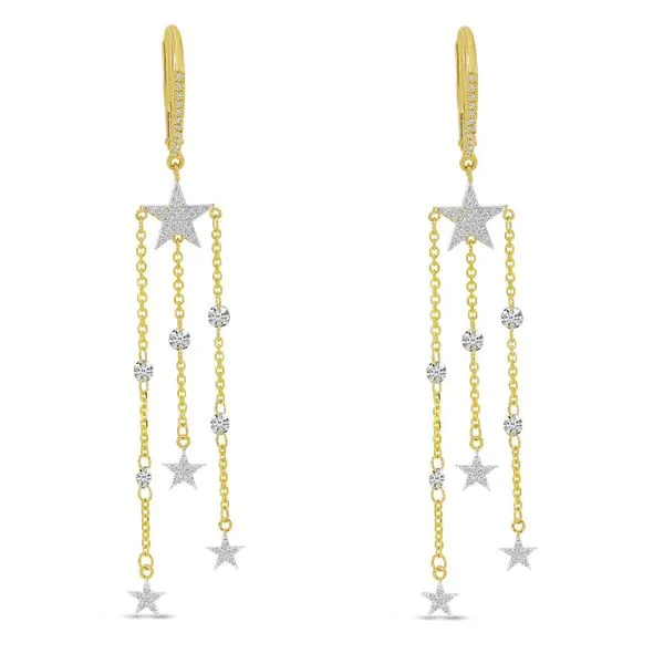 14K Yellow Gold Dashing Diamond Star Chandelier Diamond Earrings Ambassador Diamond Jewelers Tucson, AZ