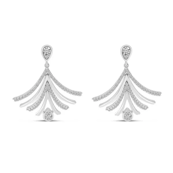 14K White Gold Diamond and Gold Moveable Fan Shape Fashion Earrings SIERRA MOON Auburn, CA