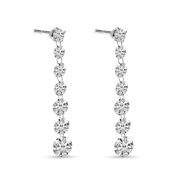14K White Gold Cascading Dashing Diamond Earrings Image 2 J. Meredith Jewelers Delafield, WI