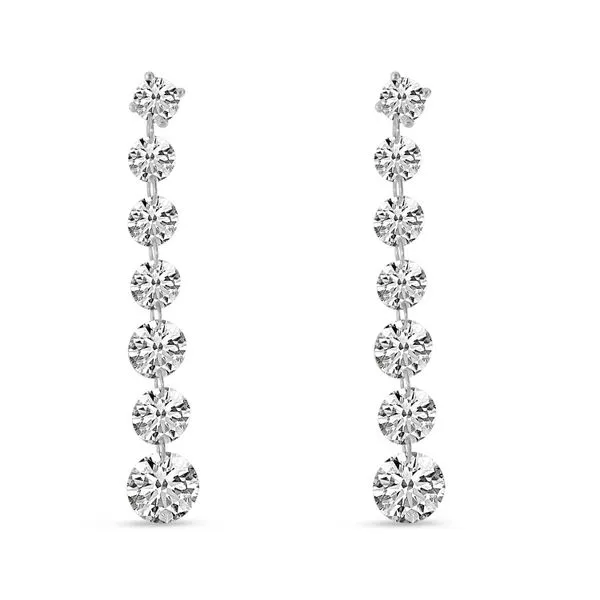 14K White Gold Cascading Dashing Diamond Earrings Image 3 Ambassador Diamond Jewelers Tucson, AZ