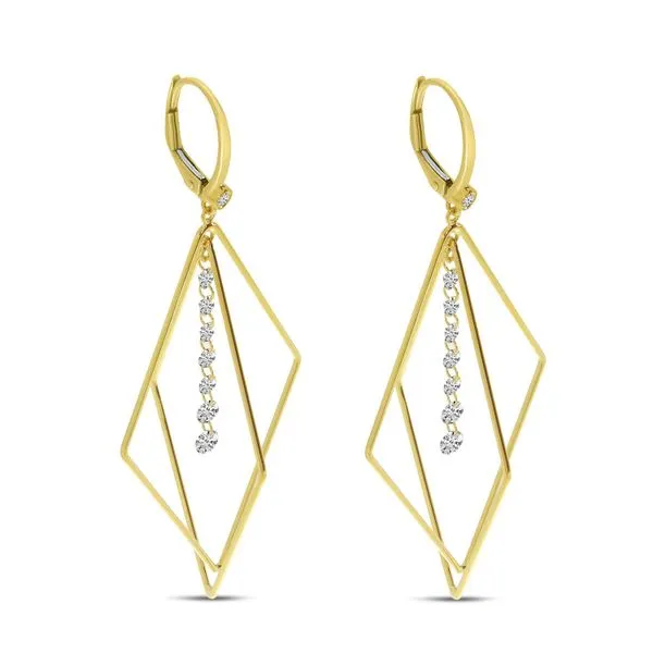 14K Yellow Gold Dashing Diamonds 3D Geometric Earrings J. Meredith Jewelers Delafield, WI