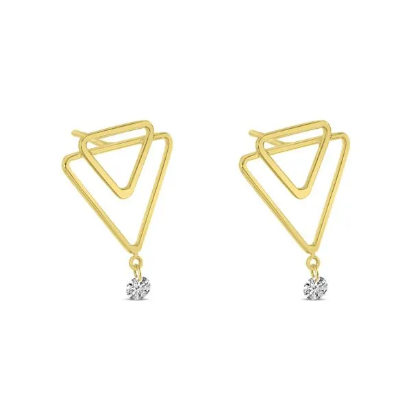 14K Yellow Gold Dashing Diamonds Double Triangle Post Earrings Jimmy Smith Jewelers Decatur, AL