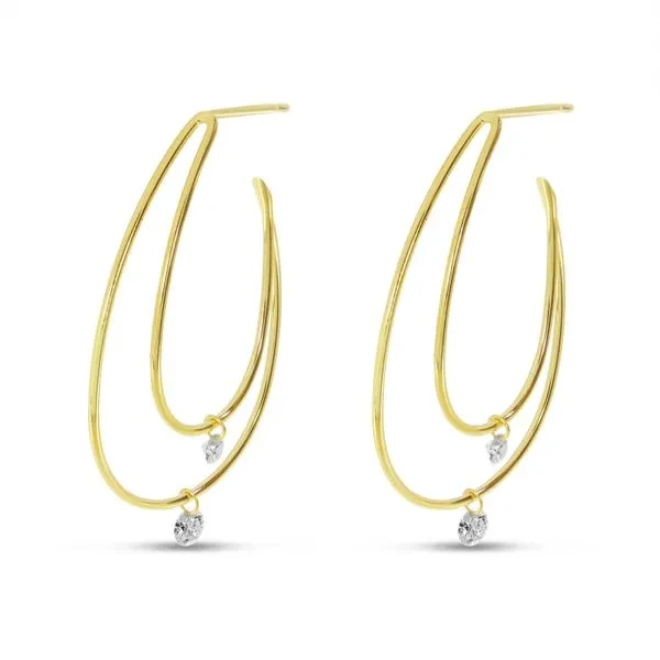14K Yellow Gold Diamond Double Hoop Dashing Diamond Earrings Ambassador Diamond Jewelers Tucson, AZ