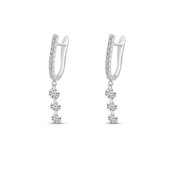 14K White Gold Dashing Diamonds Huggie Cascading Earrings Image 2 SIERRA MOON Auburn, CA
