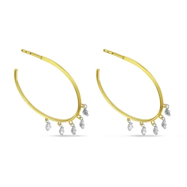 14K Yellow Gold Floating Diamond 5-Stone Shaker Hoop Earrings Ambassador Diamond Jewelers Tucson, AZ