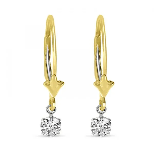 14K Yellow Gold Floating Diamonds Leverback Earrings Ambassador Diamond Jewelers Tucson, AZ