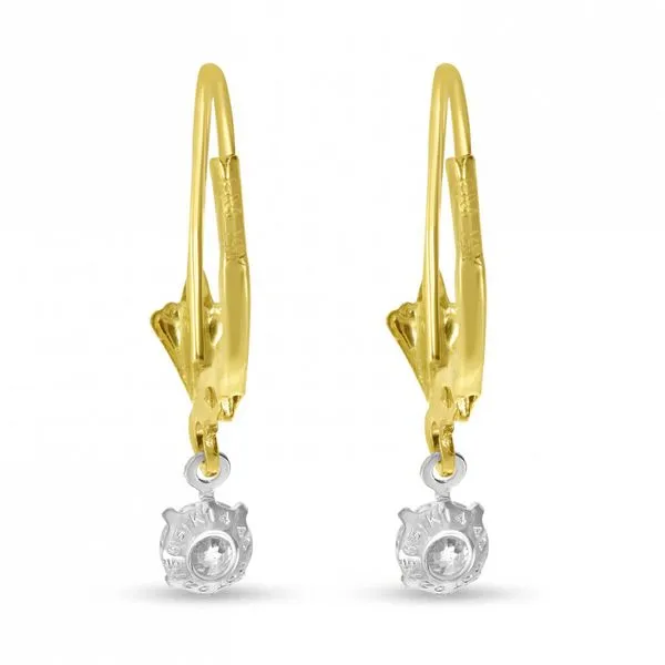 14K Yellow Gold Floating Diamonds Leverback Earrings Image 4 Ambassador Diamond Jewelers Tucson, AZ